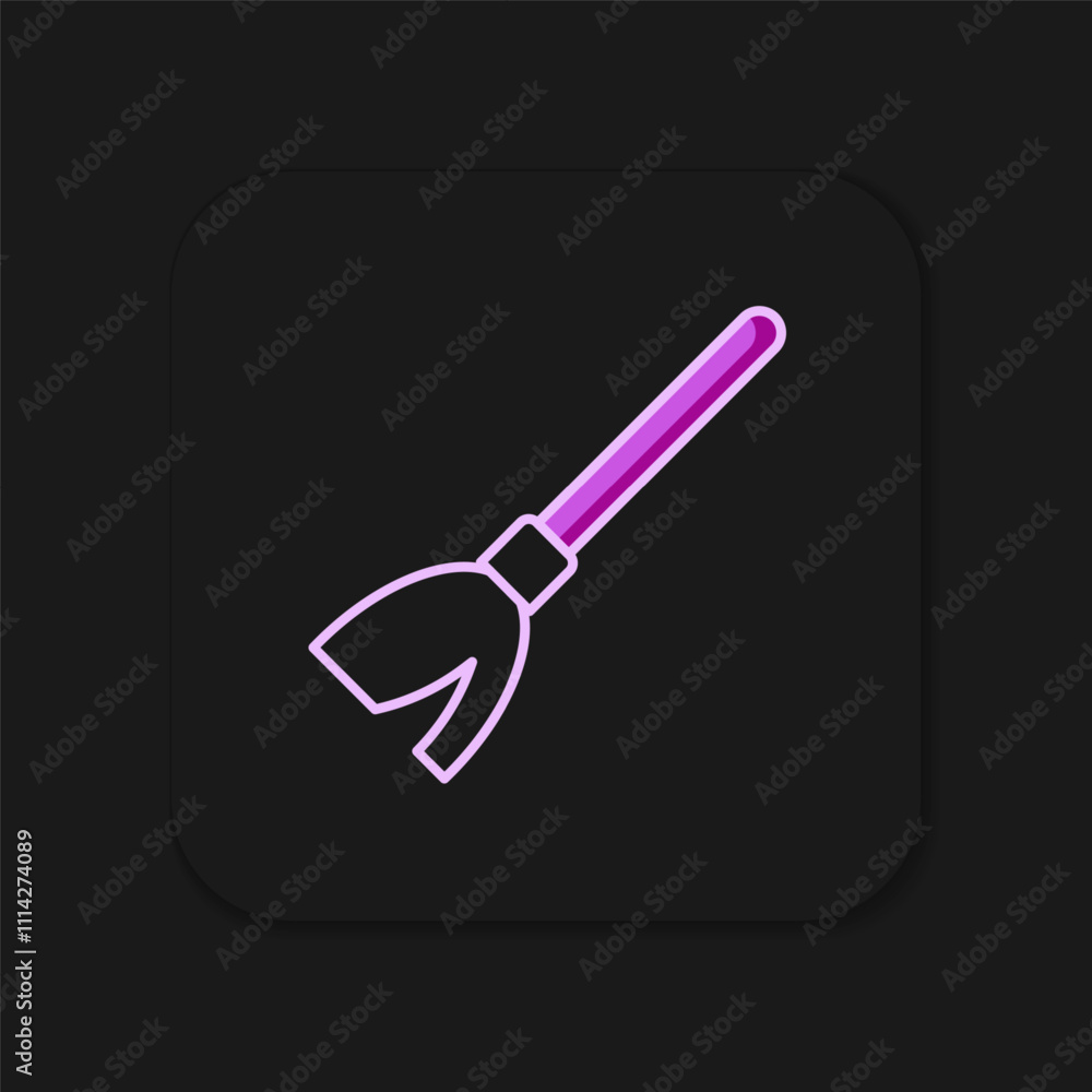 Poster filled outline handle broom icon isolated on black background. cleaning service concept. flat filled