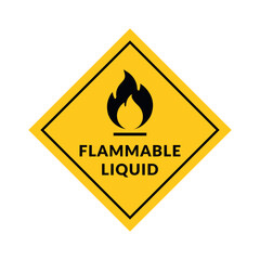 Flammable Liquid Vector Flat Rhombus Sign on White Background. Warning Symbol for Packages, Outdoor Design.	