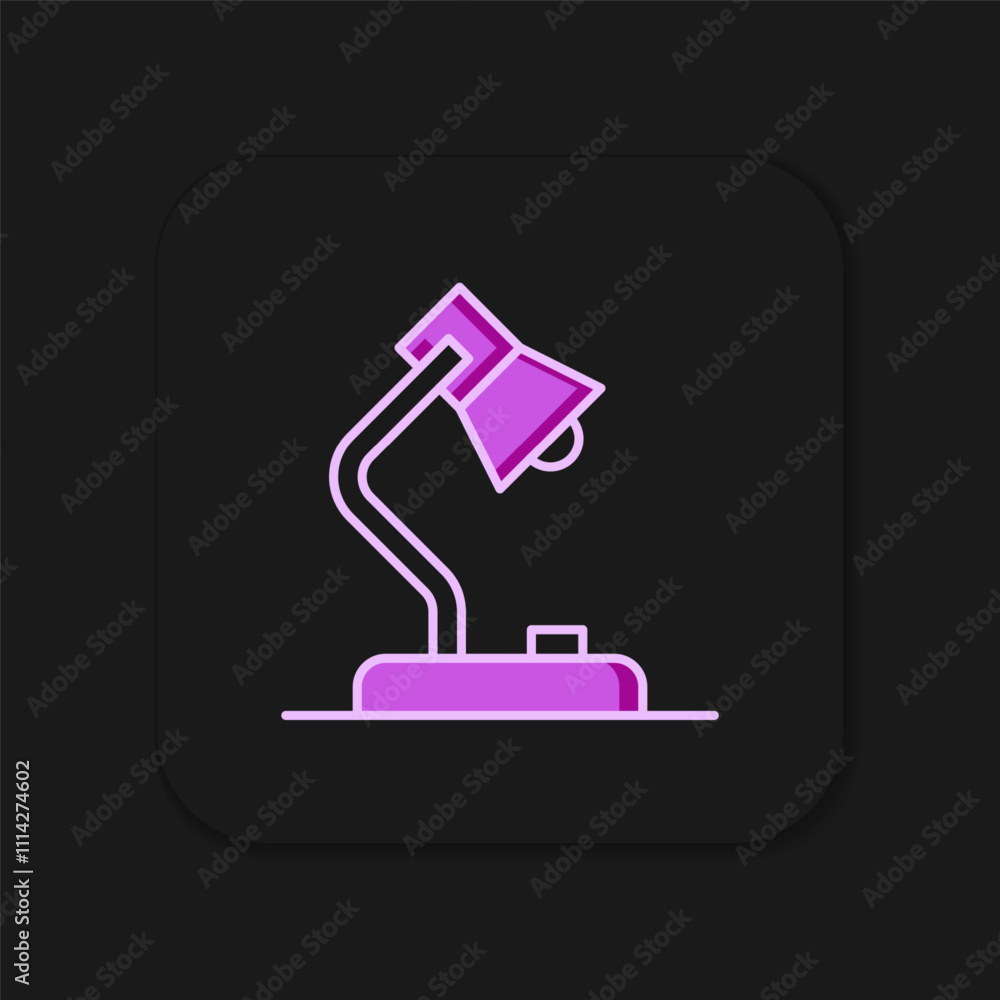 Poster filled outline table lamp icon isolated on black background. flat filled outline style with shadow. 