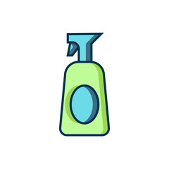 Filled outline Cleaning spray bottle with detergent liquid icon isolated on white background. Flat filled outline style with shadow. Vector