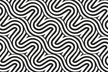 Abstract Black and White Wavy Line Seamless Pattern Design for Textile or Fabric Printing