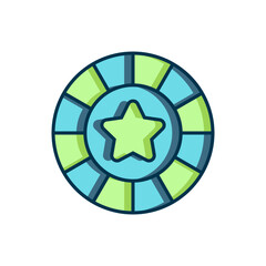 Filled outline Casino chips icon isolated on white background. Casino gambling. Flat filled outline style with shadow. Vector