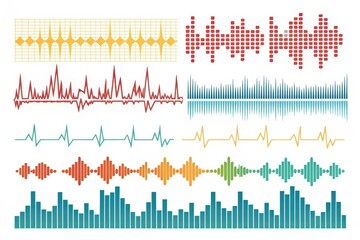 Collection of Colorful Audio Waveform Visualizations for Design
