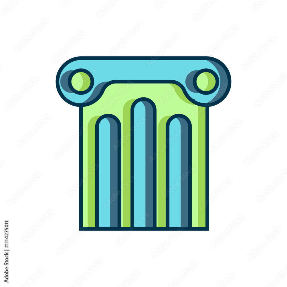 Poster Filled outline Ancient column icon isolated on white background. Flat filled outline style with shadow. Vector
