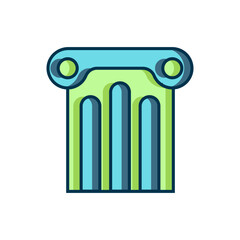 Filled outline Ancient column icon isolated on white background. Flat filled outline style with shadow. Vector
