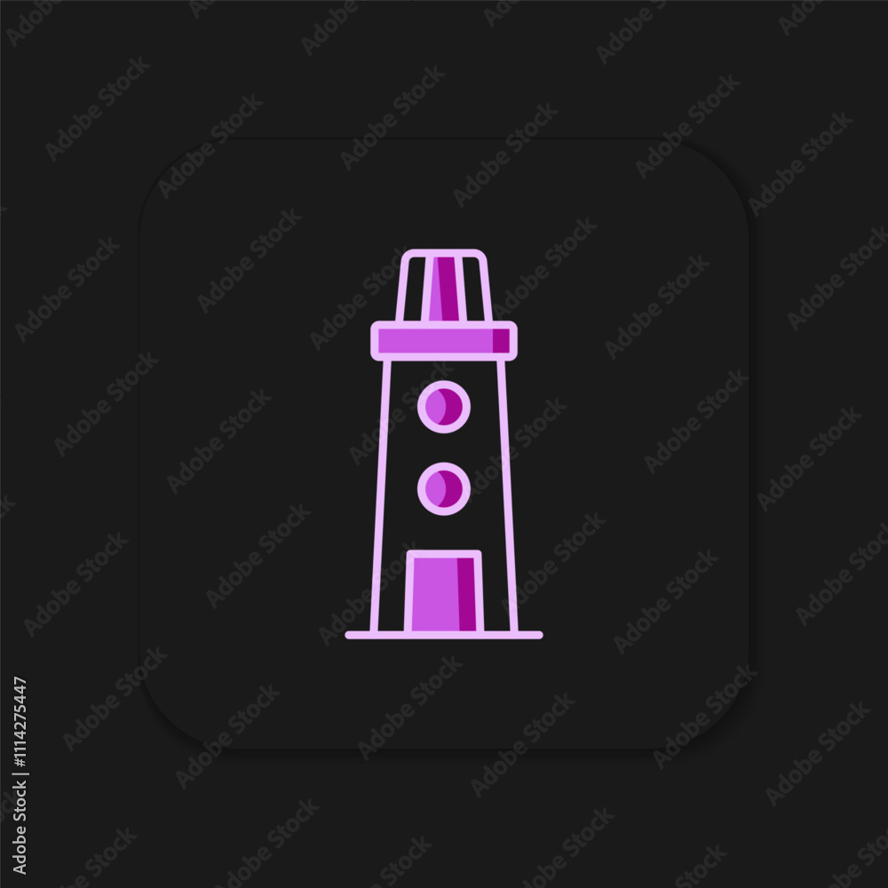 Poster filled outline lighthouse icon isolated on black background. flat filled outline style with shadow. 