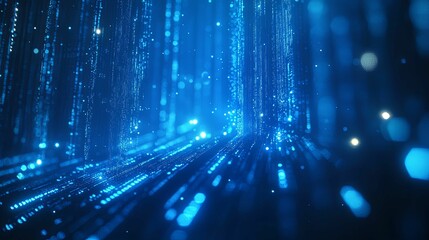 Abstract Blue Light Particle Flow Visual