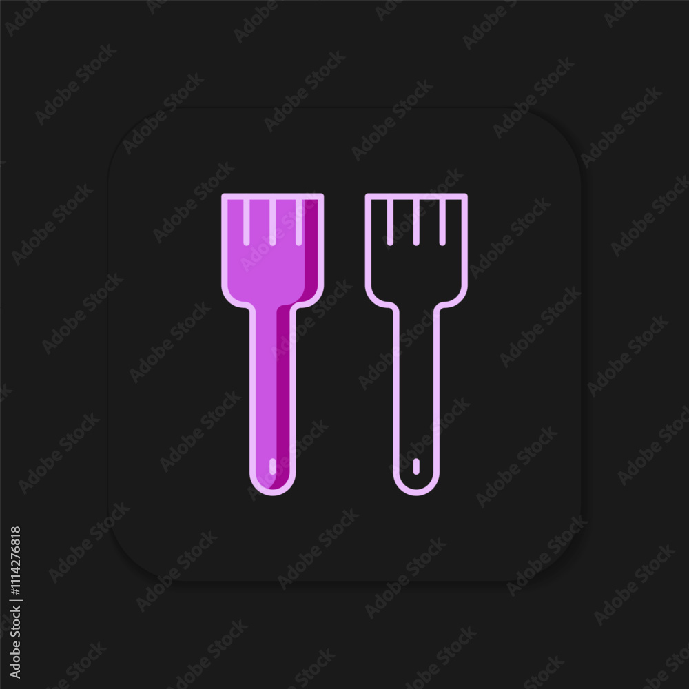 Poster filled outline fork icon isolated on black background. cutlery symbol. flat filled outline style wit