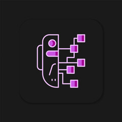 Filled outline Humanoid robot icon isolated on black background. Artificial intelligence, machine learning, cloud computing. Flat filled outline style with shadow. Vector