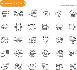 Dataflow Essentials Cloud Computing, Data Processing, and Network Icons