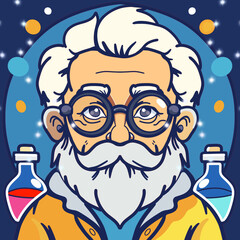 scientist with glasses of science laboratory vector illustration design