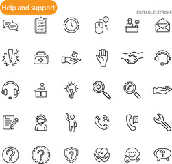 Customer Service Helpdesk Support Icons Technical Assistance, FAQ, Solutions