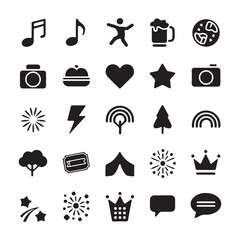 create a silhouette of black 16 school icons design with white background