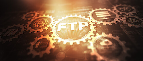 Update 2024 FTP. New File transfer protocol. Internet and communication technology concept