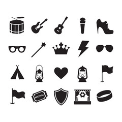 create a silhouette of black 16 school icons design with white background