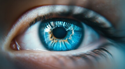 Captivating close-up of a blue eye nature macro photography studio intricate details of iris and pupil