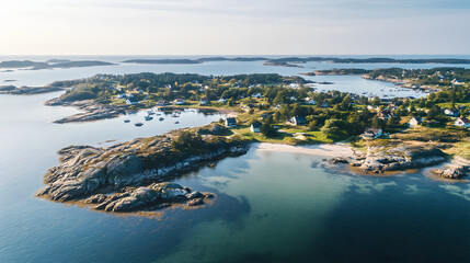 Obraz premium Baltic Sea aerial view showcasing vast expanse of water and distant coastline, symbolizing natural beauty and serene landscapes.