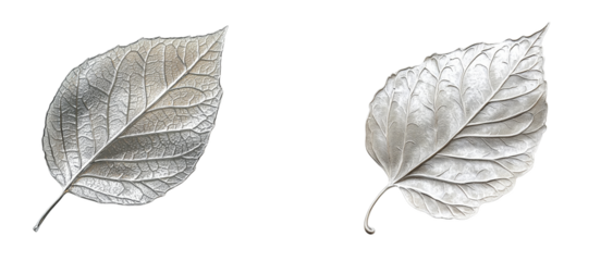 Metal leaf sculptures with visible veins, ideal for botanical-themed art and decor collections