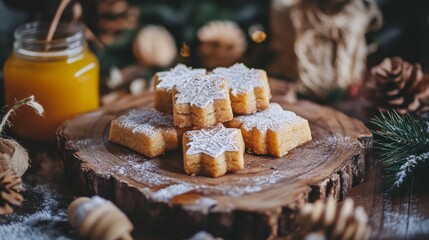 Festive winter cookies cozy kitchen food photography rustic setting close-up view holiday spirit and warmth