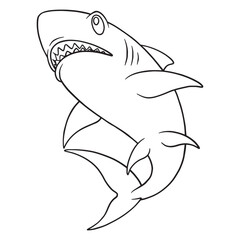 coloring cartoon of shark fish
