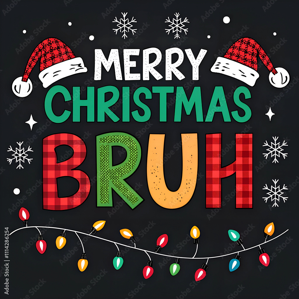 Fototapete typography merry christmas bruh festive message typescript