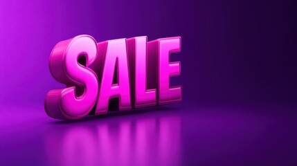 Dynamic composition of "Sale" in bright pink font set against a vivid purple backdrop for promotional themes