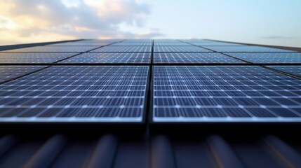 Christmas spirit rooftop solar panels bathed in golden light urban environment high-quality photography perspective