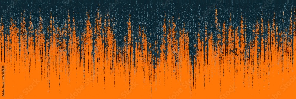Poster abstract pattern with vertical lines in vibrant orange and dark blue hues