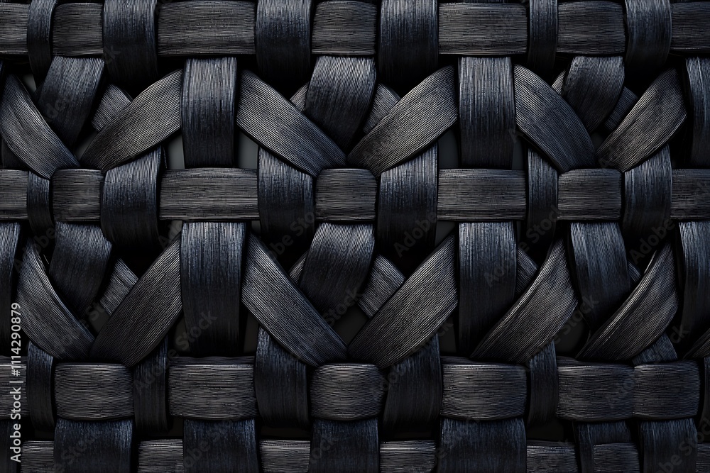 Poster dark woven texture background. close-up of intricate black weave pattern.