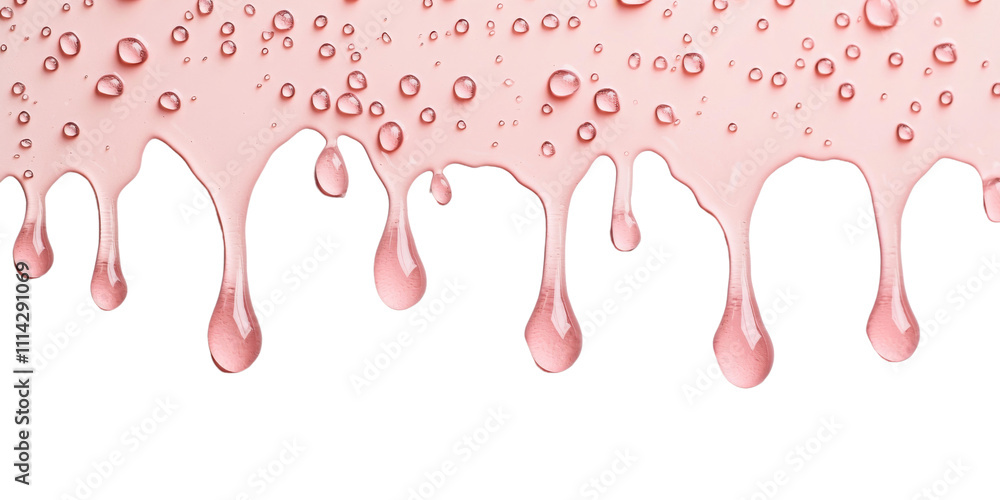 Poster a vibrant pink liquid drips and pools, creating an artistic contrast with bubbles for a visually str