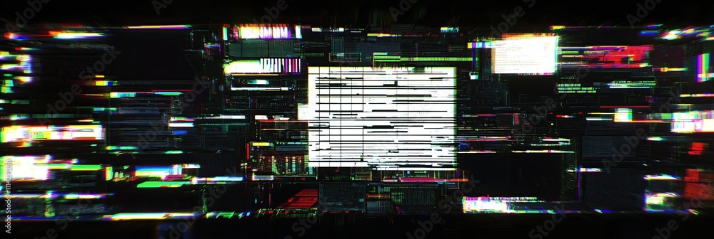 Poster Abstract digital glitch art with vibrant colors and distorted patterns