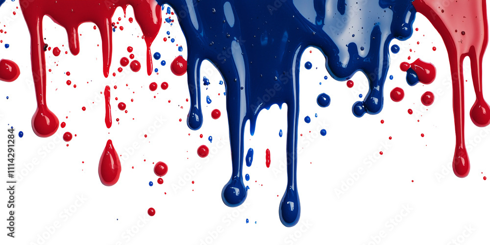 Aufkleber a vibrant splash of red and blue paint drips down , creating an artistic and dynamic visual effect.