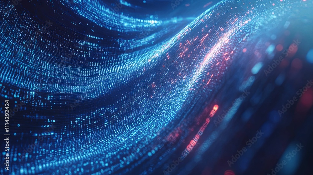 Poster abstract digital data wave flowing through cyberspace