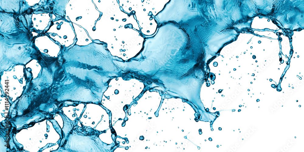 Poster abstract image featuring vibrant blue textures , resembling fluid dynamics or microscopic cellular s