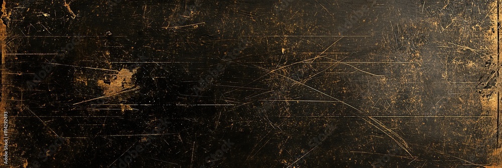 Poster textured black and gold surface with scratches and marks