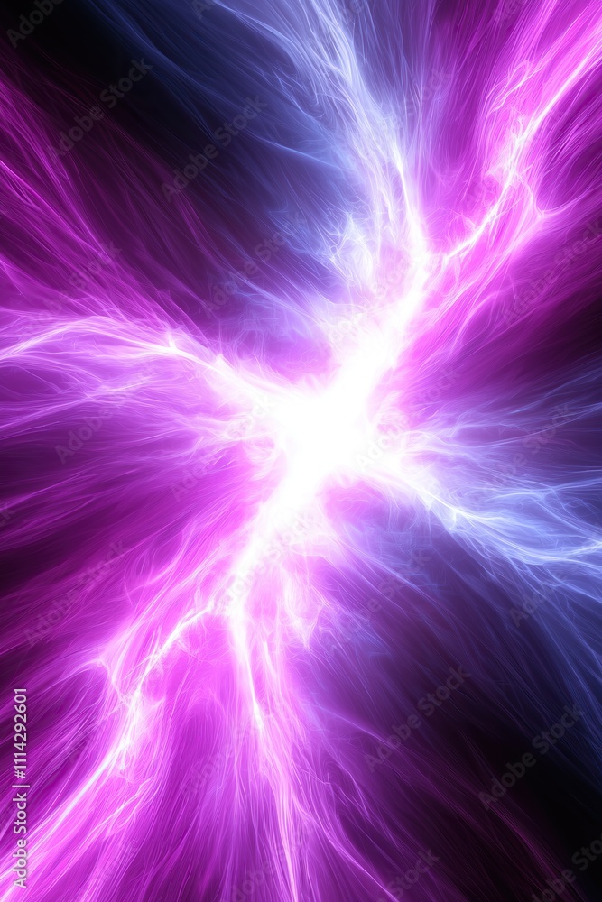 Poster Colorful abstract lightning burst emanating from center vertical format