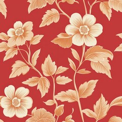 Elegant floral pattern on a vibrant red background