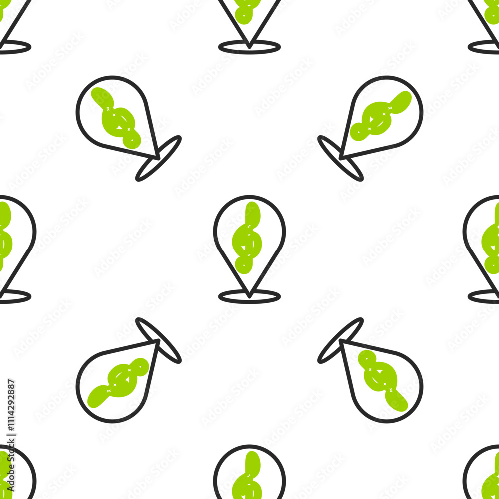 Poster line treble clef icon isolated seamless pattern on white background. vector