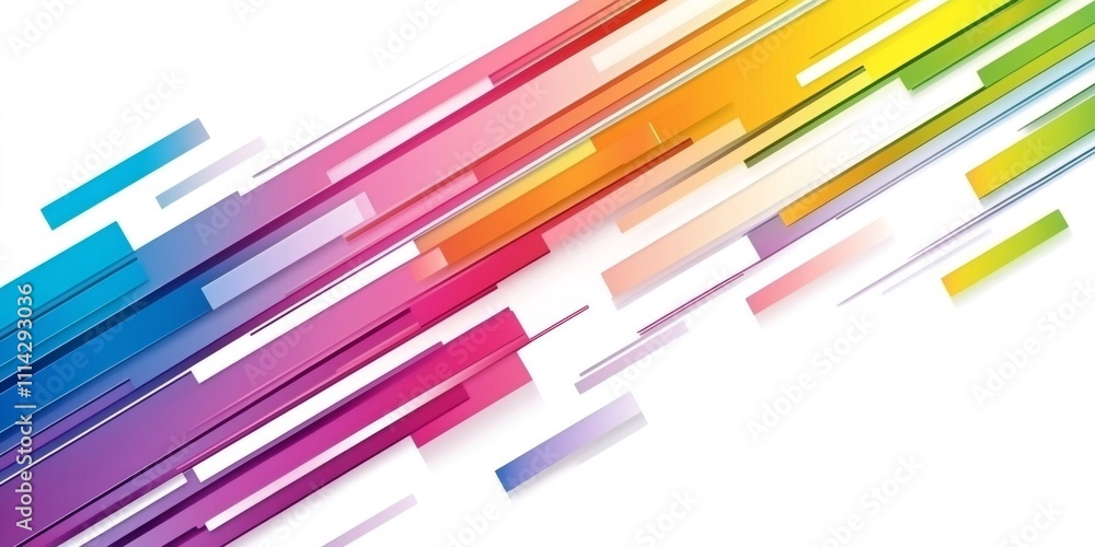 Poster vibrant and dynamic abstract background with colorful diagonal lines, ideal for modern and creative 