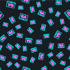 Line Speech bubbles with Question and Answer icon isolated seamless pattern on black background. Q and A symbol. FAQ sign. Chat speech bubble and chart. Vector