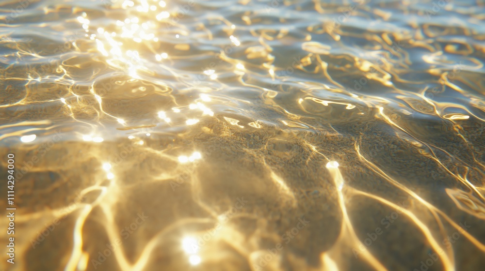 Poster sunlight reflects off calm water creating a shimmering pattern on the surface at a serene lake durin