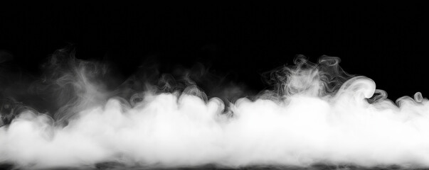 Eerie white mist swirling ominously in the darkness, setting the stage for halloween or fantasy-themed designs