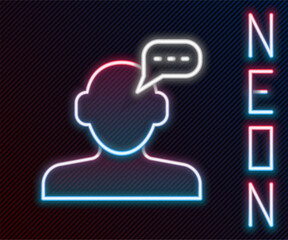 Glowing neon line Online psychological counseling distance icon isolated on black background. Psychotherapy, psychological help, psychiatrist online consulting. Colorful outline concept. Vector