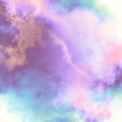 Fractal render, abstract fantasy background of colorful sky with colorful clouds