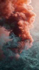 Abstract smoke clouds in warm tones, blue and orange hues, AI-generated