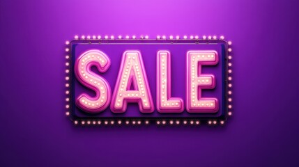 The word "Sale" written in bold pink font against a bright purple background, radiating energy and modern style