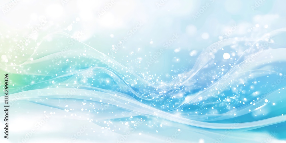 Poster elegant pastel colored abstract background with flowing lines and sparkling particles, creating a dr