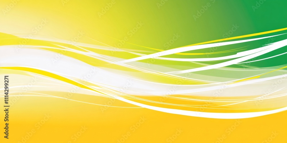 Poster vibrant abstract background with flowing intersecting lines in yellow, green, and white shades, crea