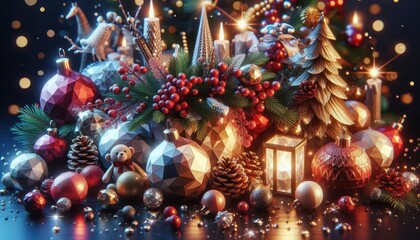 christmas tree and decorations content created with generative AI software.