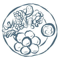 Line Art Illustration of Mediterranean Dish. Vector Graphic.